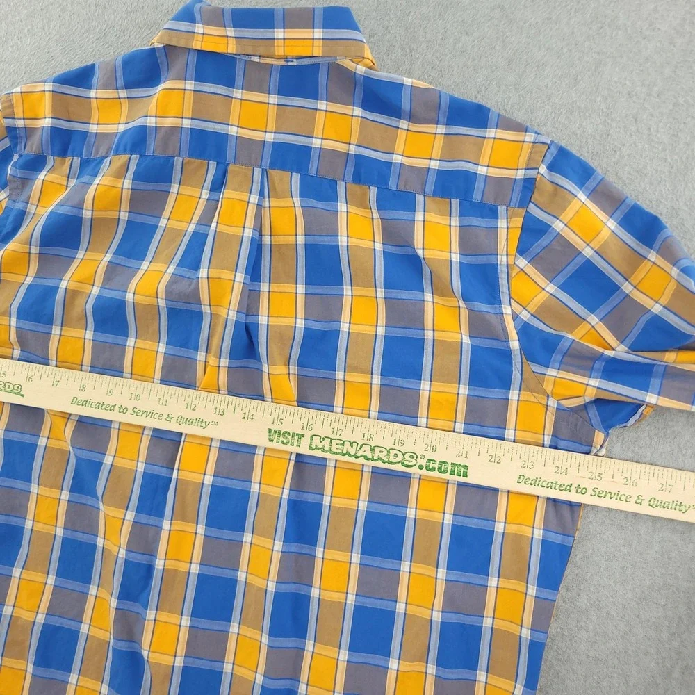 Banana Republic Shirt Mens XL Blue Yellow Plaid Long Sleeve Button Up Slim Fit